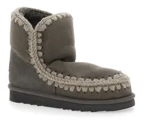 Crochet-Trimmed Suede Ankle Boot — Gray