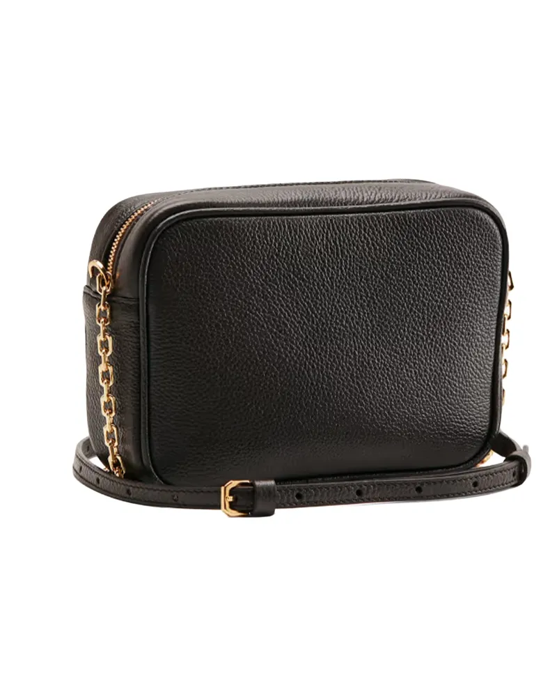 Patrizia Pepe All Day Pebbled Leather Shoulder Bag — Black Black
