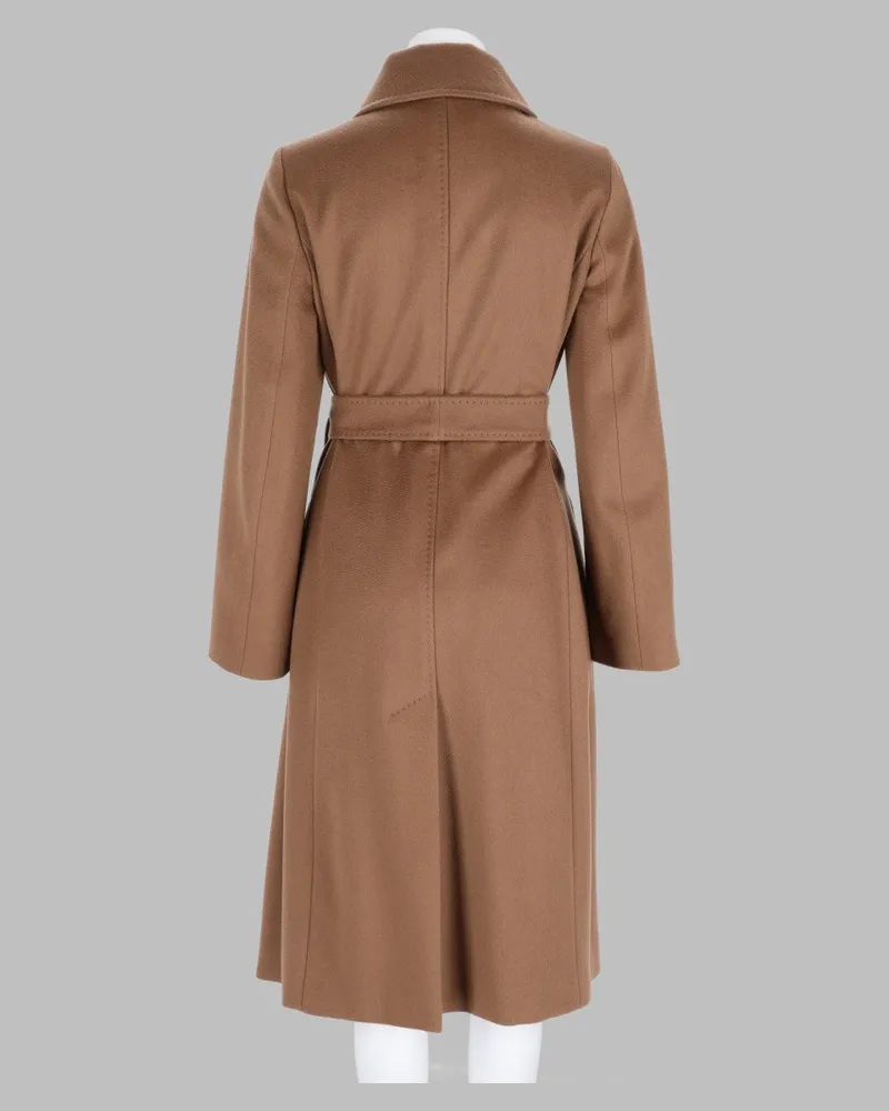 Max Mara Double-Breasted Virgin Wool Coat — Brown Brown