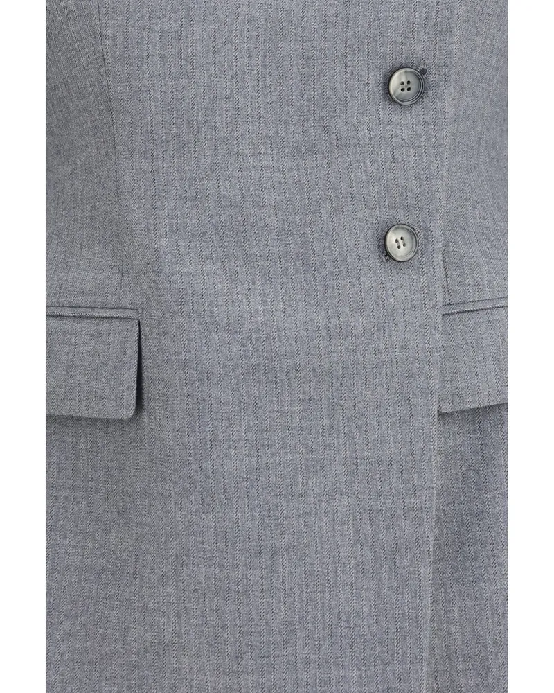 Alexander McQueen Pinstripe Merino Wool Blazer — Grey Grey
