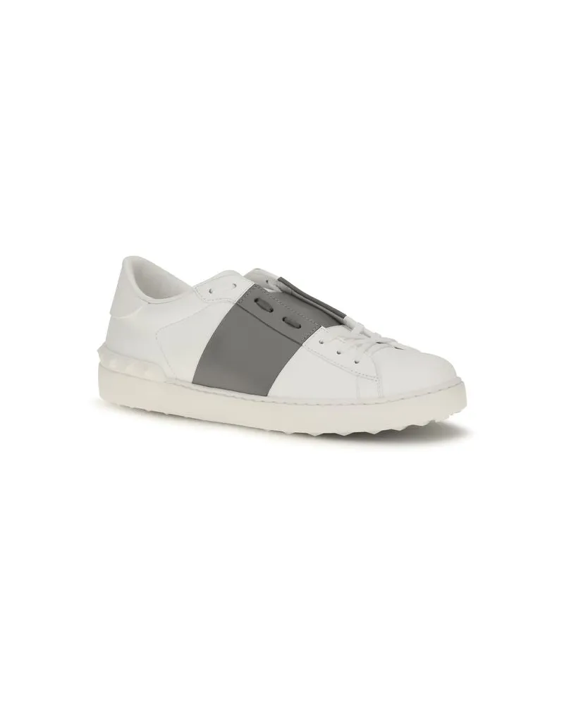 Valentino Garavani Men's Silver Calf Leather Bos Taurus Low Top Sneakers White