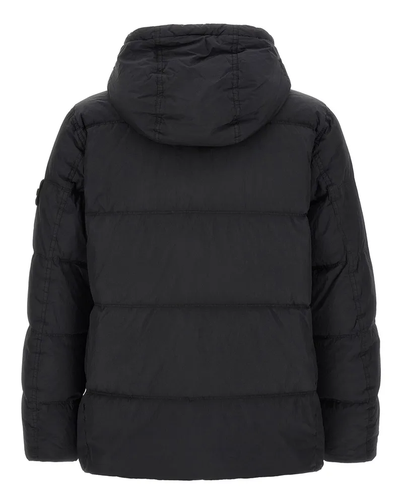 Stone Island Ruffled-Texture Quilted Down Jacket — Black Black