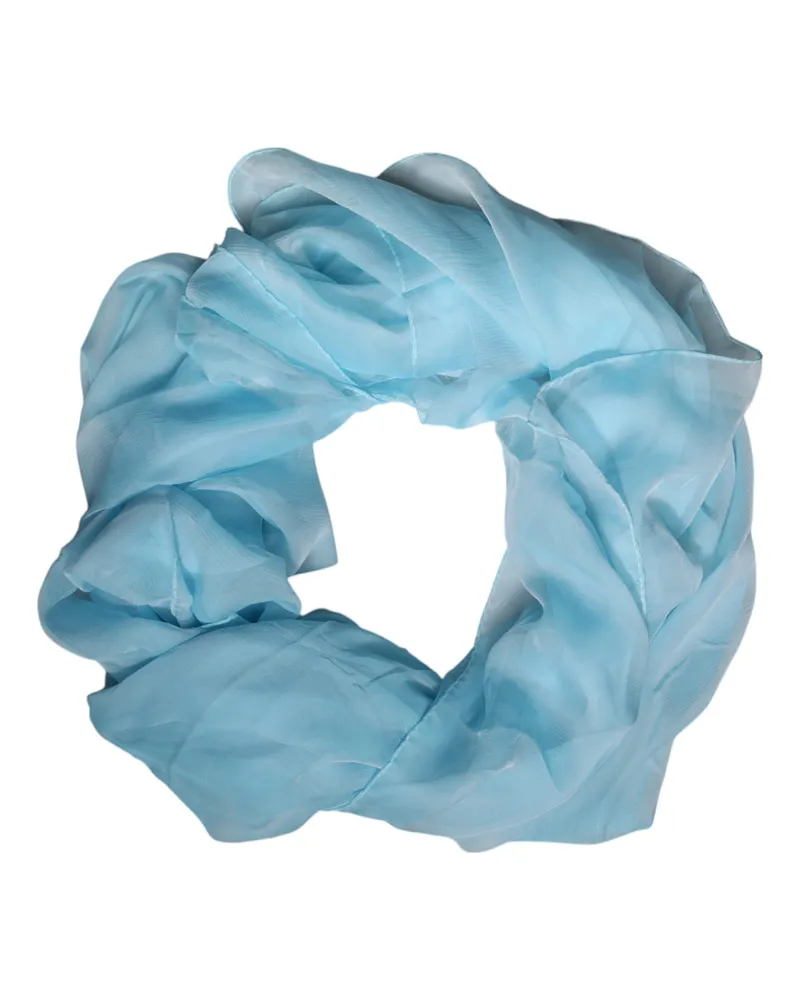 Dolce & Gabbana Women's Light Blue Silk Rectangle Wrap Shawl Scarf Light