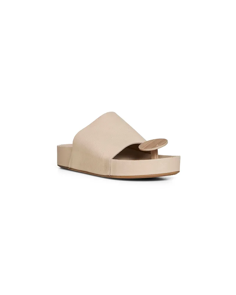 Uma Wang Women's Beige Leather Round Thong Sandals Bovine Beige