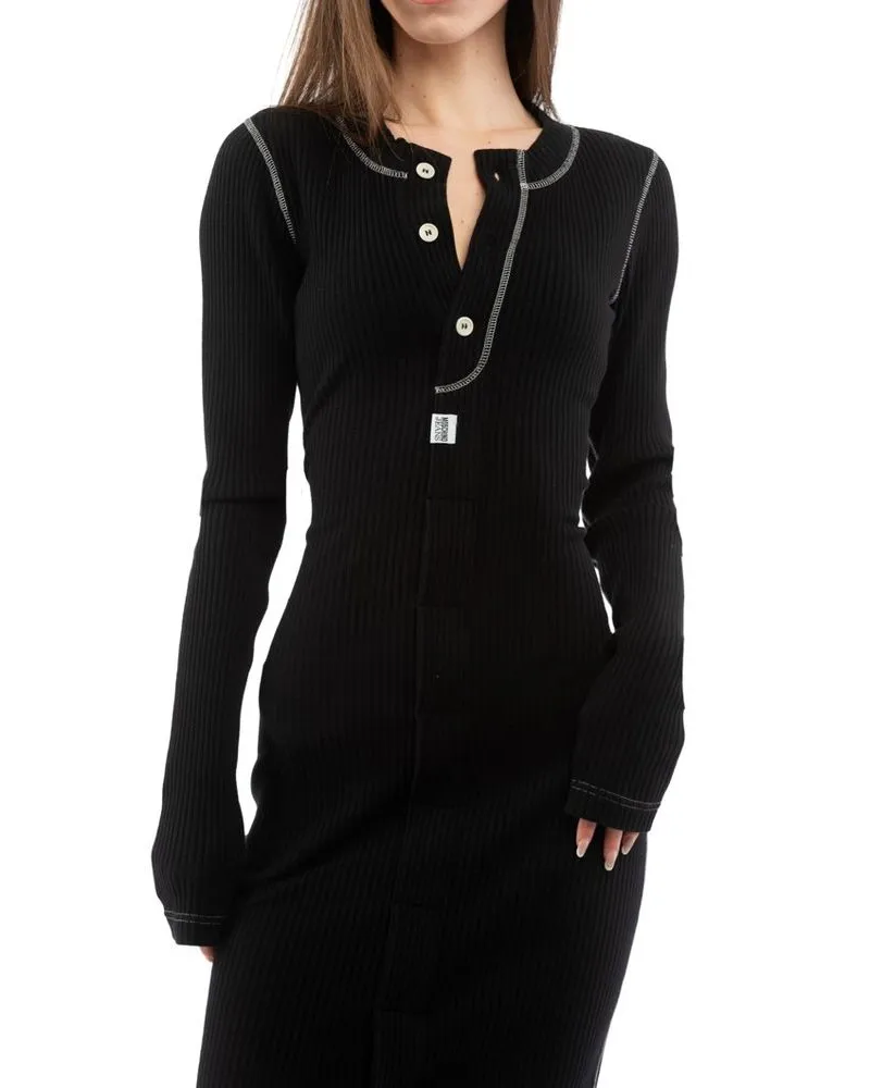 Moschino Women Multicolor Cotton Casual Dress Black