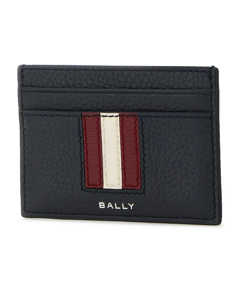 Bally Men's Blue Leather Card Holder Black Exterior: Portafogli Wallet Black