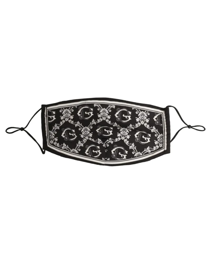 Dolce & Gabbana Baroque Logo Print Face Mask — Black Black