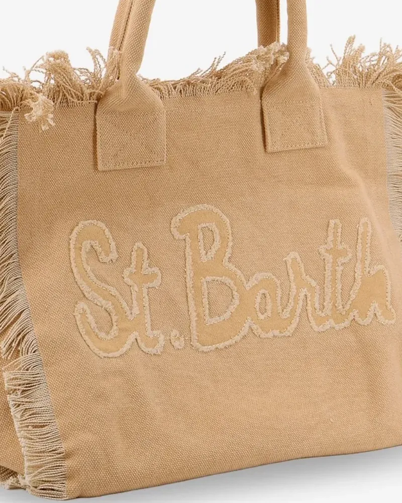 MC2 Saint Barth Women's Shoulder Bag Vanity Patch Beige Cotton Beige