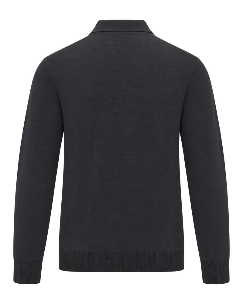 Ballantyne Fine-Knit Wool Polo — Charcoal Charcoal