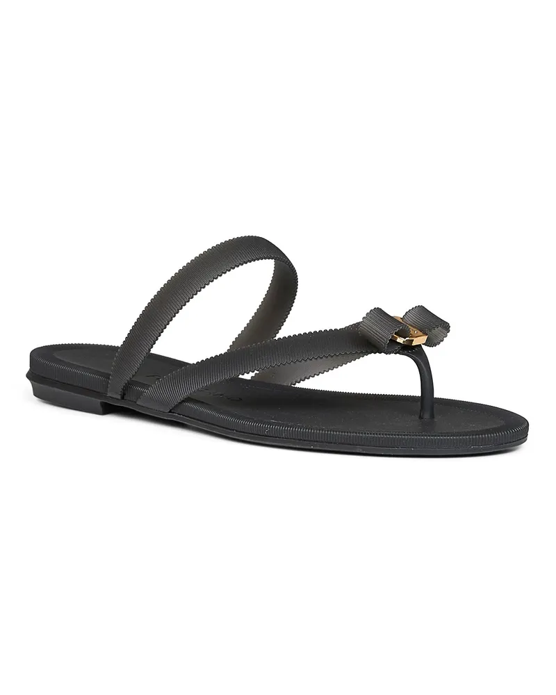 Ferragamo Women's Thong Sandals Vara Black Rubber Black