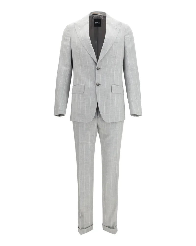 HUGO BOSS Men's Suit Cotton & Virgin Wool Open Grey Suits Gray
