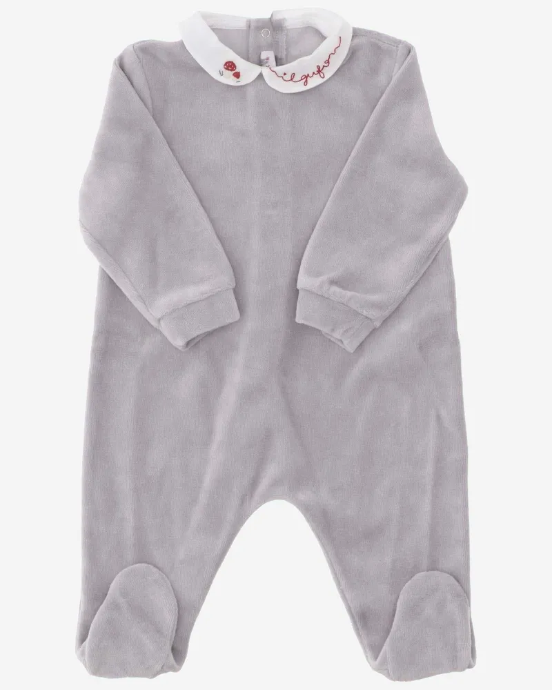 Il Gufo Cotton-Chenille Romper — Pearl Grey Pearl