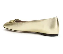 Laminated Nappa Leather Ballerina Flat — Gold