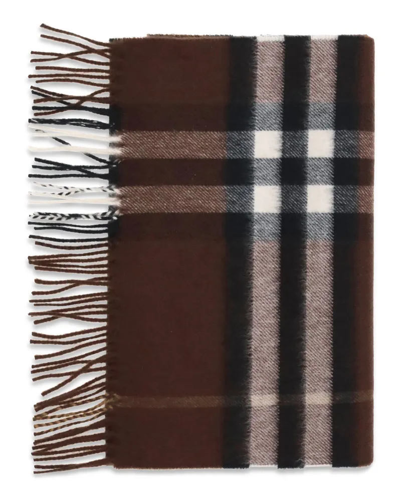 Burberry Women's Scarf Cashmere Check Treacle Brown (capra Hircus) Scarfs Brown