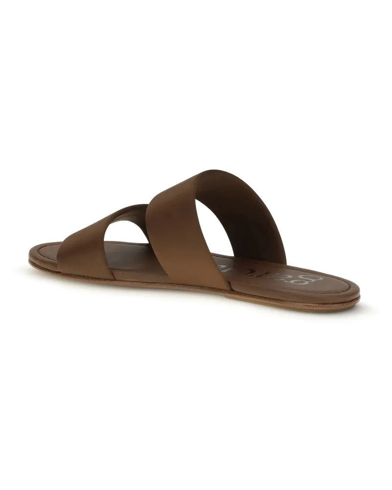 Pedro Garcia Women's Sandals Double-Band Satin Nutmeg Upper Silk Brown