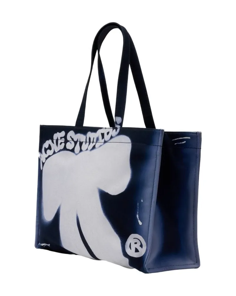 Acne Studios Unisex Logo Shopper Bag -  Cotton Blue Totes-Shopping-Bags Blue