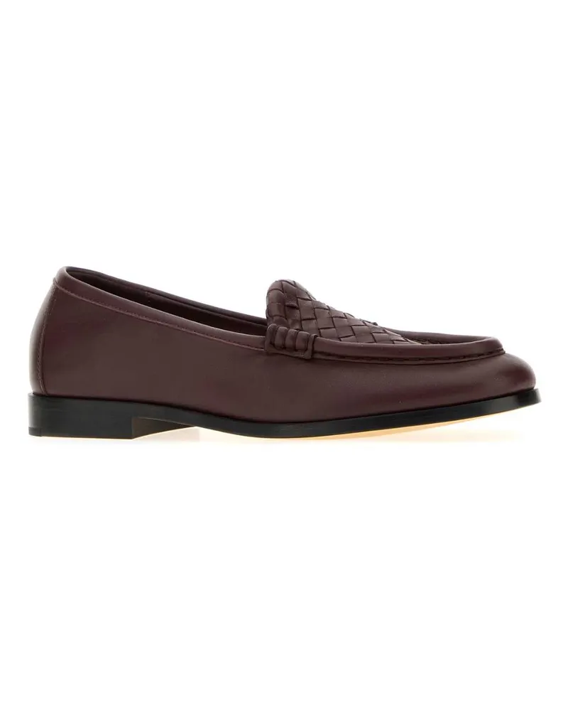 Bottega Veneta Women's Burgundy Leather Silenzio Loafers Mahogany Mocassini Burgundy