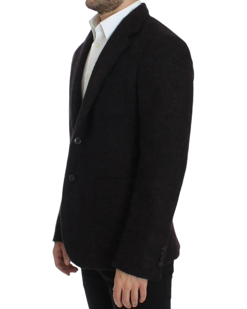 Dolce & Gabbana Men's Bordeaux Alpaga Two Button Blazer Clothing Black