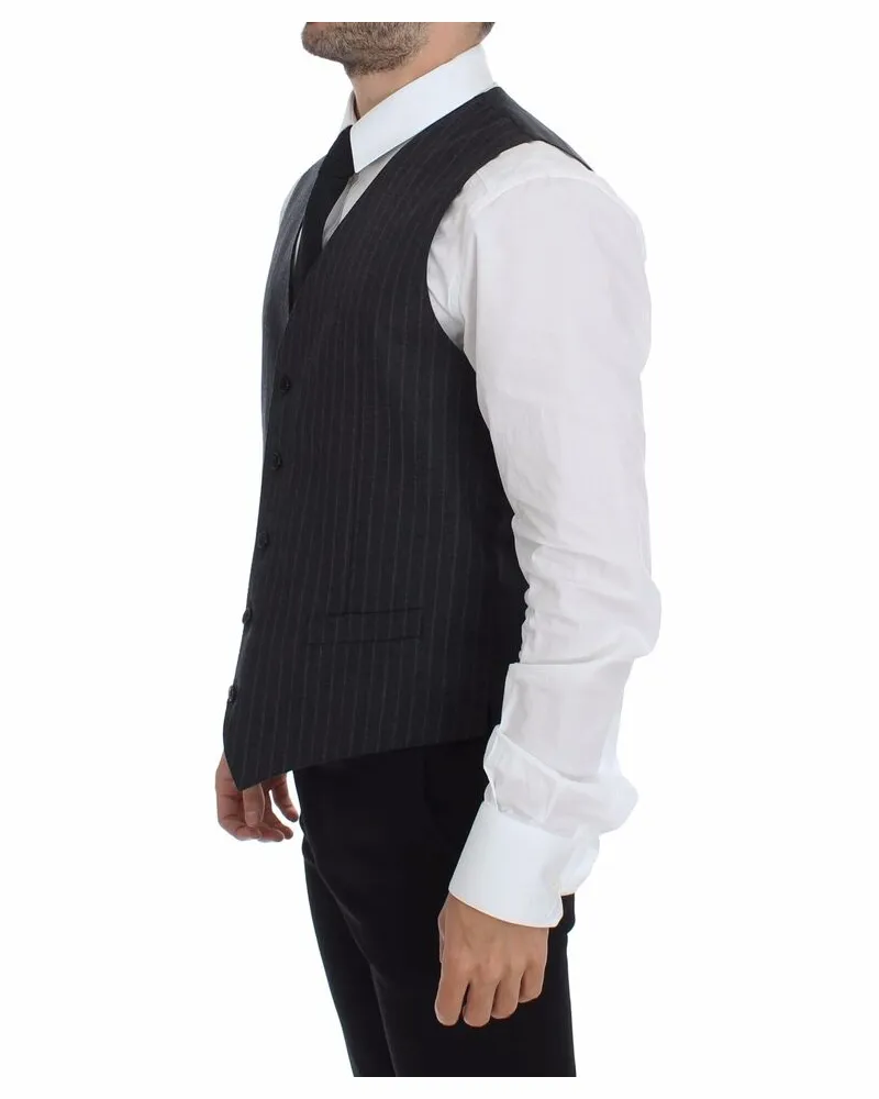 Dolce & Gabbana Wool Pinstriped Vest — Gray Gray