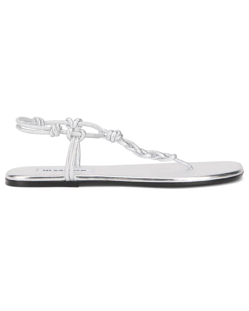 Jil Sander Women's Flat Leather Sandals Silver Silver