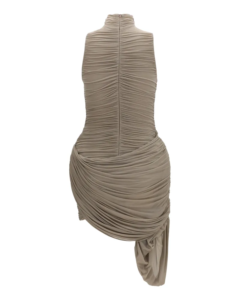Magda Butrym Draped High-Neck Dress — Beige Beige