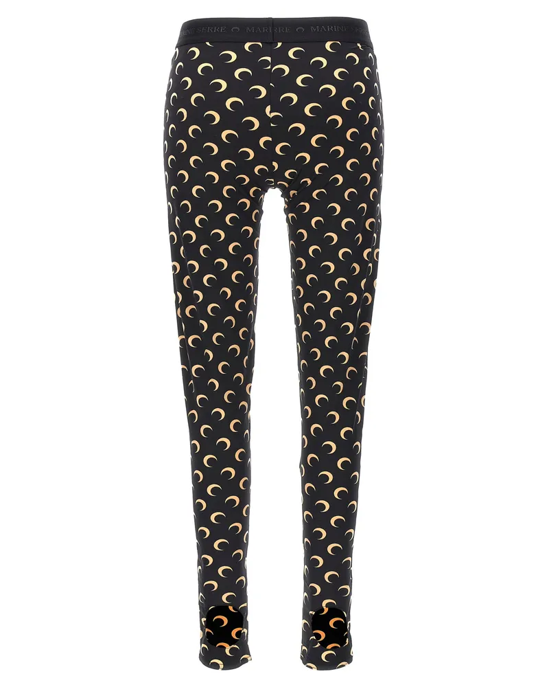Marine Serre Moon-Printed Stretch Leggings — Black Black