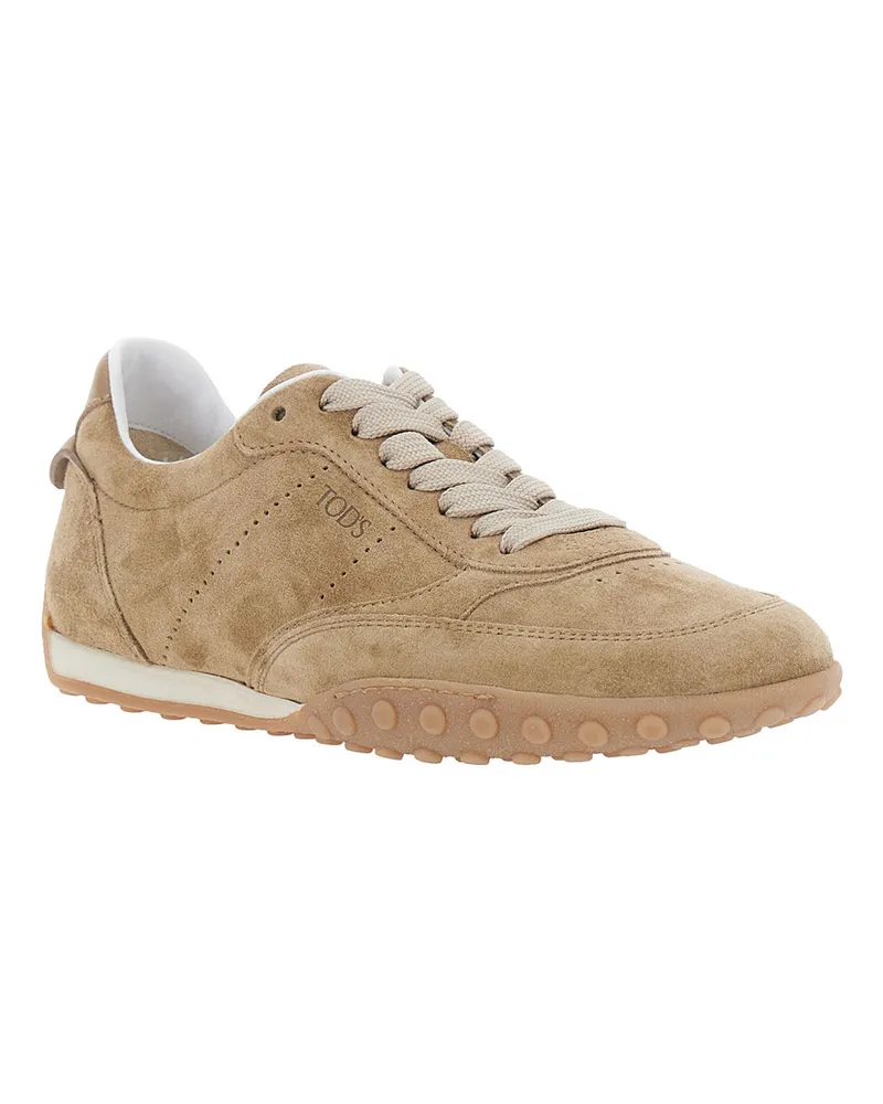 TOD'S Women's Low-Top Suede Sneakers Beige Calfskin Trainers Beige
