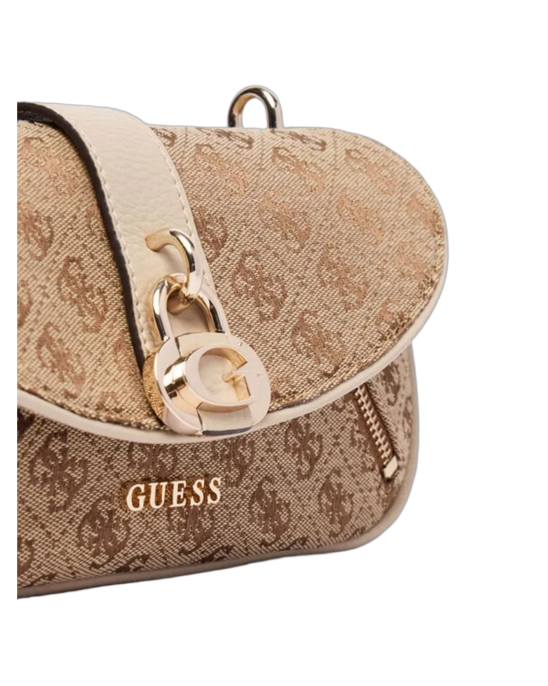 Guess Women's Crossbody Bag Latte Logo Polyester Crossbody-bags Beige