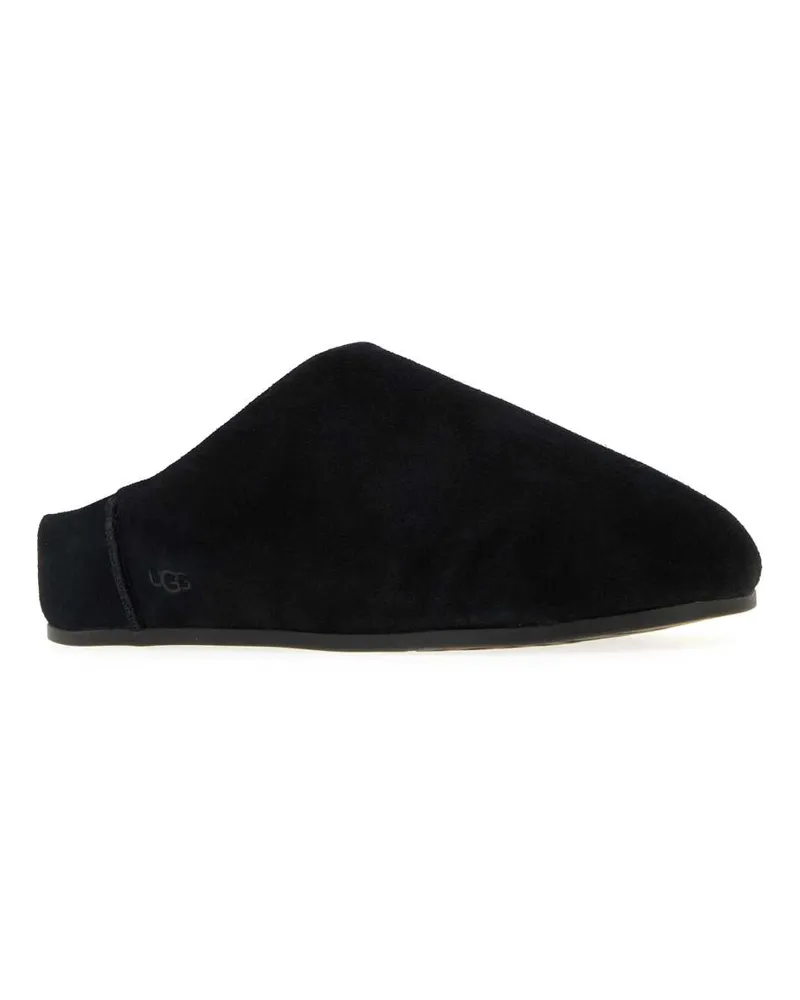 UGG Women's Black Suede Elea Slippers Flat Shoes Black