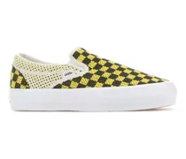 Unisex Embroidered Fabric Lx Classic Slip Ons Checkerboardblackyellow Sneaker
