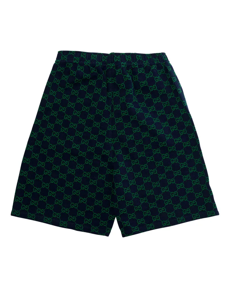 Gucci Boys Shorts With Gg Motif Blue Fabric Navy