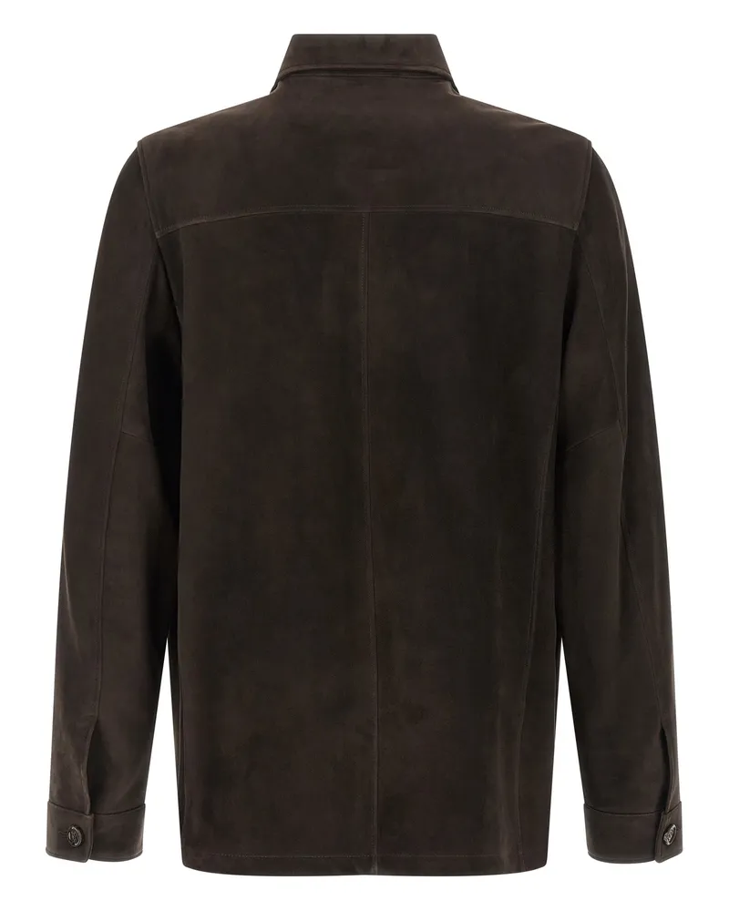 MOORER Men's Brown Lamb Leather Jacket Clothing Brown