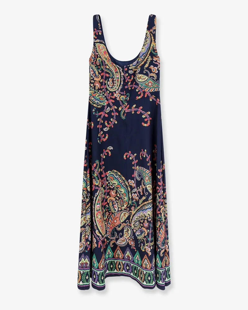 Etro Women's Dress Multicolour Print Blue Polyester Navy