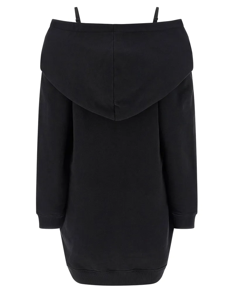 Maison Margiela Off-Shoulder Hooded Dress — Black Black