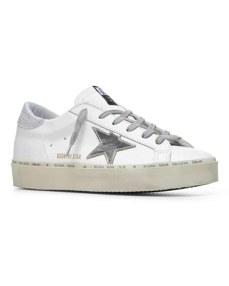Golden Goose Women's Sneakers Hi Star White Calf Leather Trainers White