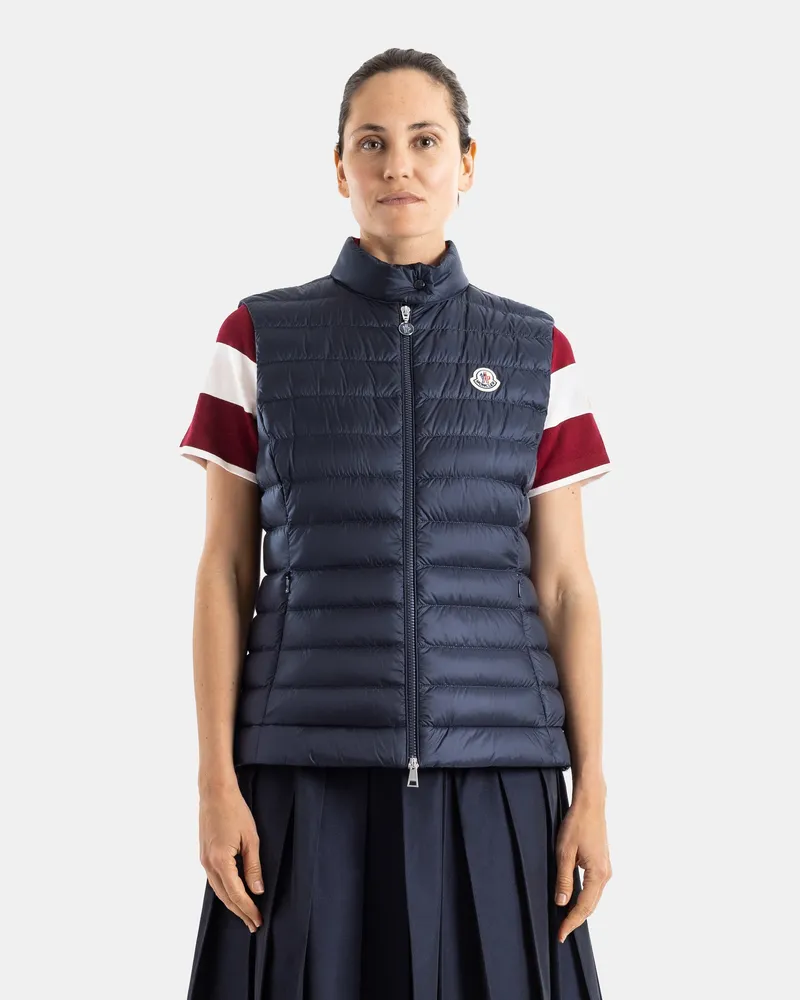Moncler Women's Igens Navy Down Vest Blue Jacket Navy