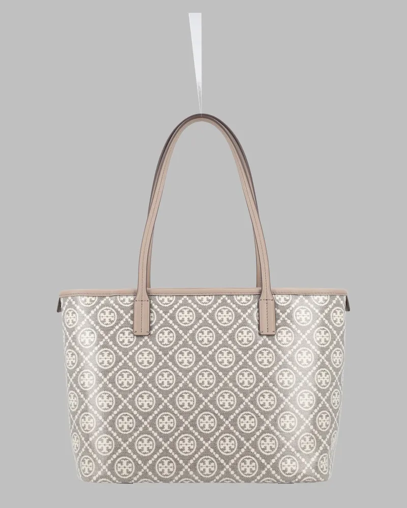 Tory Burch Women's Shopping Bag T Monogram Dove Cotton - Coating Polyurethane Shoulder Gray