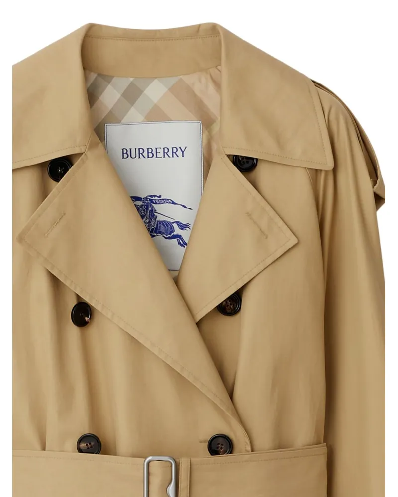 Burberry Belted Cotton Trench Coat — Beige Beige