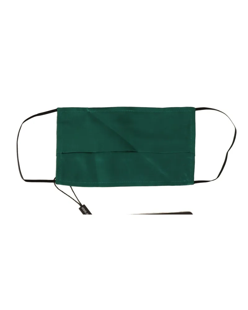 Dolce & Gabbana Women's Green Silk Pleated Elastic Ear Strap Face Mask Accessory Green