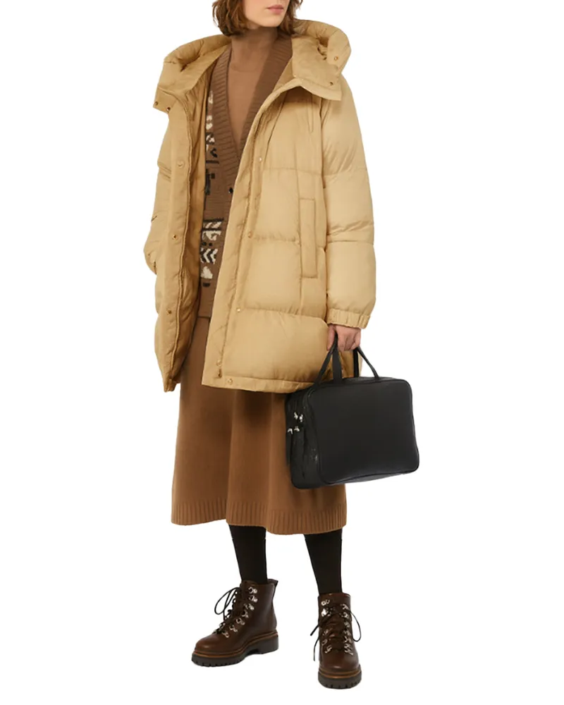 Weekend Max Mara Reversible Quilted Canvas Down Jacket — Beige Beige