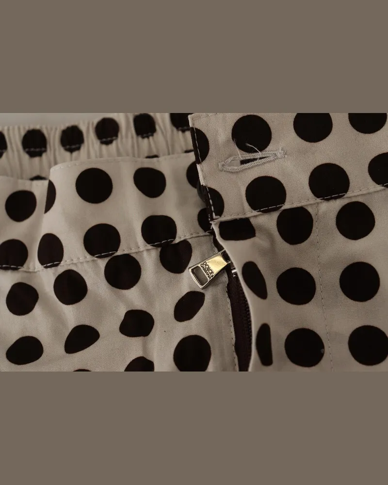 Dolce & Gabbana Men's Black White Polka Dots Cotton Linen Shorts And White