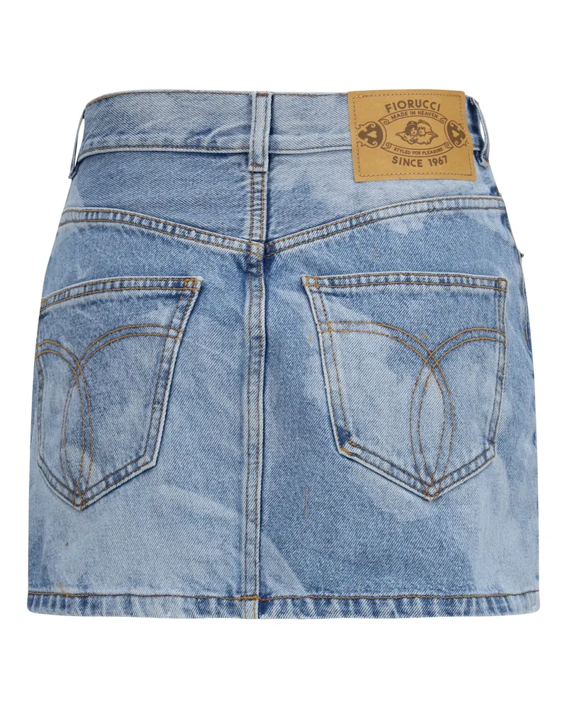 Fiorucci Women's Denim Mini Skirt Angel Print Medium Blue Cotton Blue