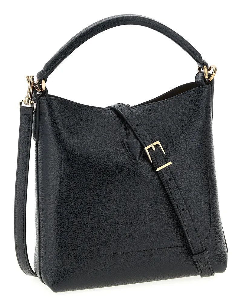 TOD'S Women's Hammered Calfskin Bucket Bag Black Leather Black
