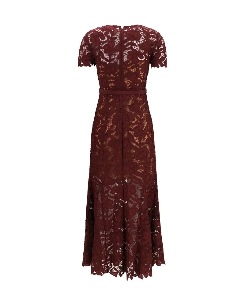 Self-Portrait Women's Bordeaux Polyester Cocktail Dress Burgundy