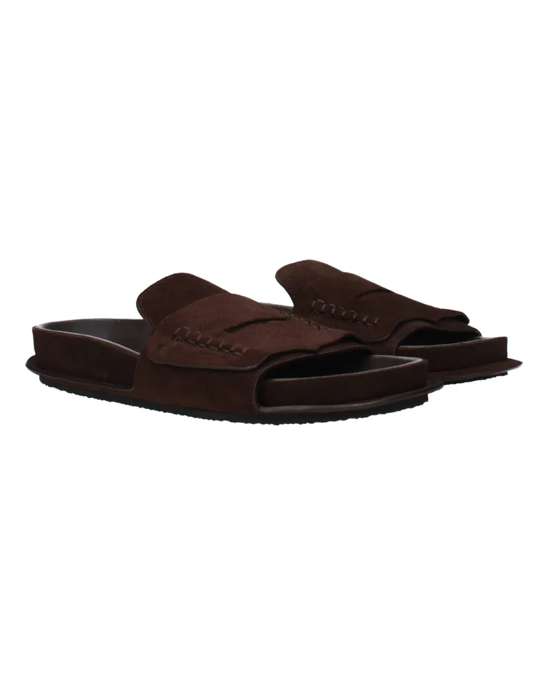 Jacquemus Women's Brown Leather Slippers Brown