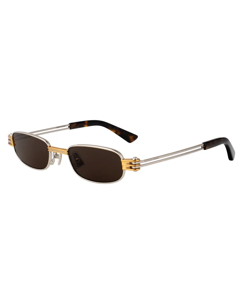 Bottega Veneta Unisex Sunglasses Bv1381s Silver-Brown Silver-Silver-Brown Metal Silver/silver/brown Gold