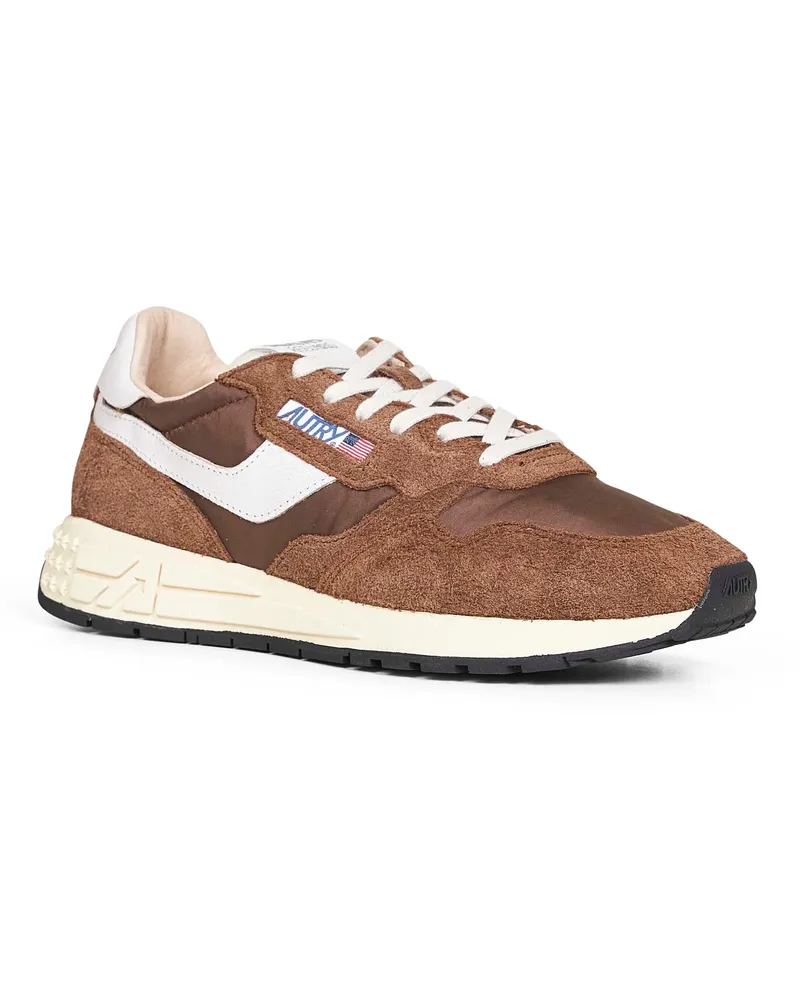 AUTRY Men's Sneakers Reelwind Low Brown Nylon Suede Trainers Brown