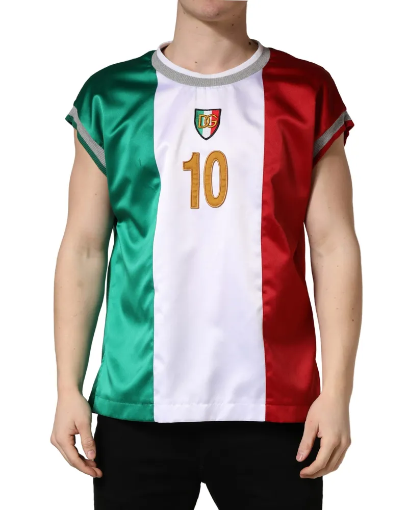Dolce & Gabbana Men's Multicolor Italia Dg Logo Satin Tank T-Shirt Polyester Multicolor