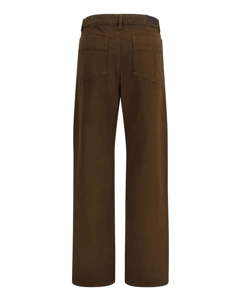Christophe Lemaire Women's Five-Pocket Twill Pants Cacao Cotton Trousers Brown