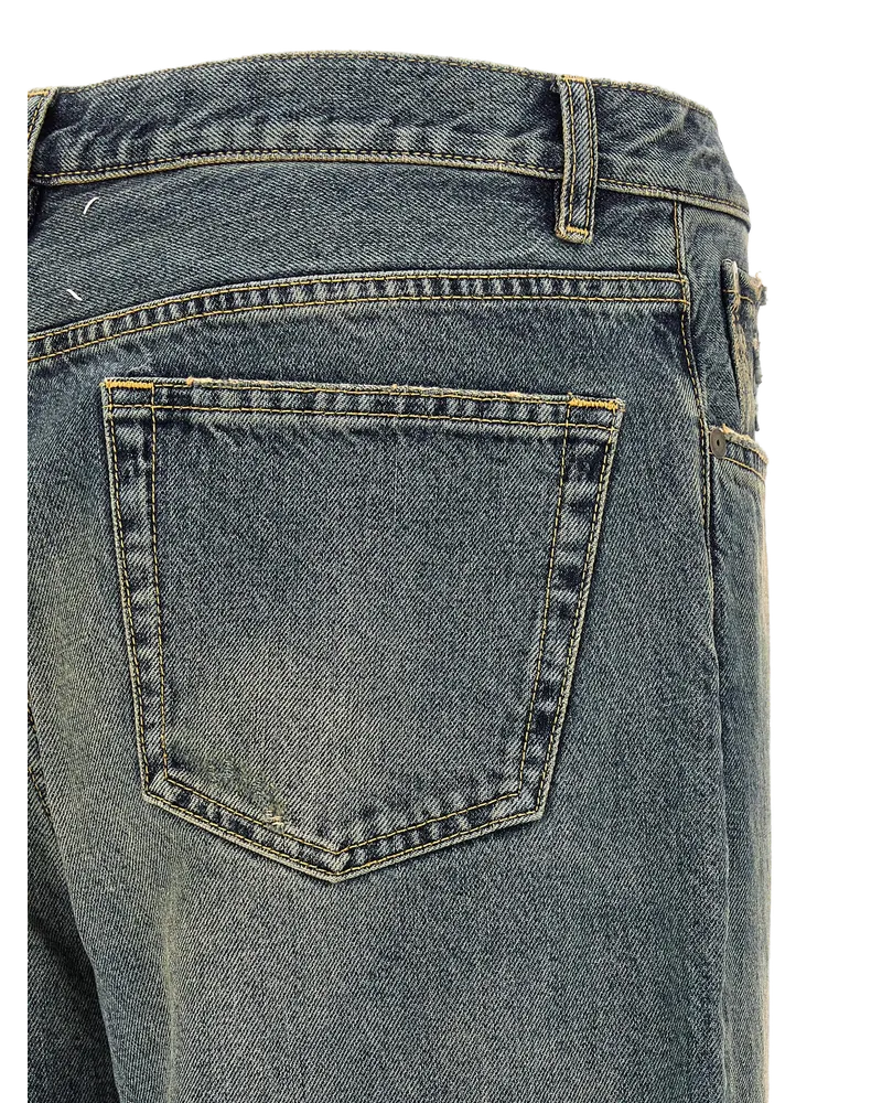 Maison Margiela Distressed Cotton Jeans — Blue Blue